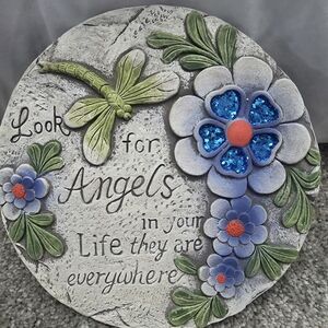 Decorative Ceramic Plaque with Blue and Green Accents
